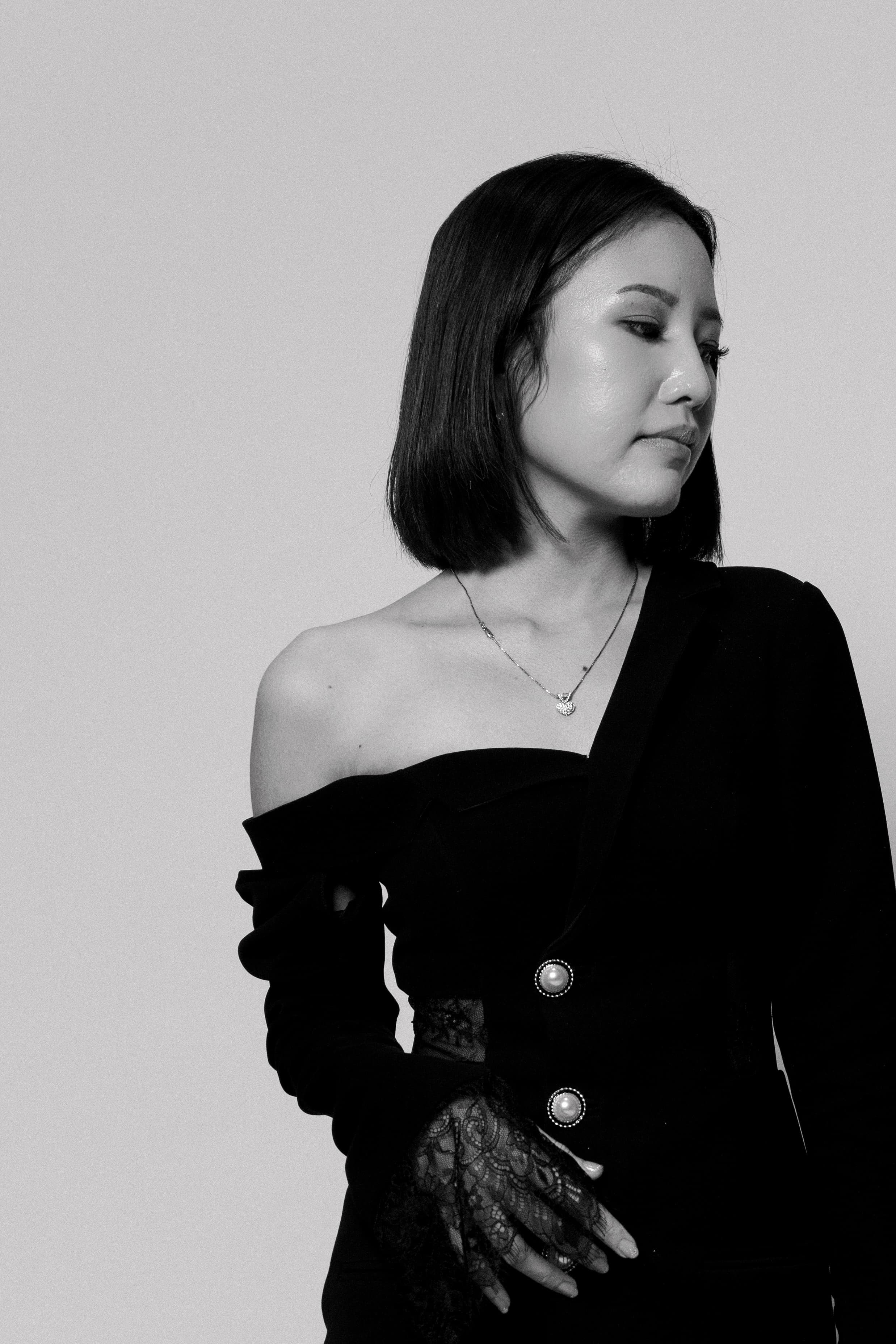 Abigail Melvira in a black couture look